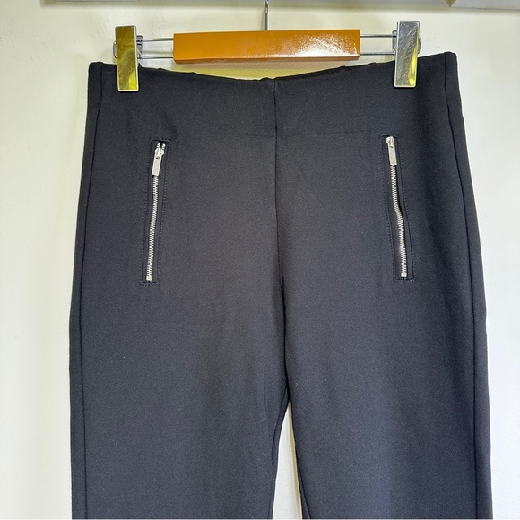 Suzy Shier Black Leggings with Silver Zipper Accents – Pull-On Style Size M - Picture 3 of 5